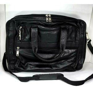 Frye Black Leather Multi Compartment Laptop Briefcase Bag